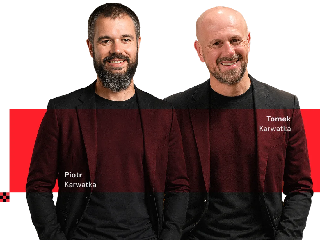 Piotr Karwatka i Tomek Karwatka - prowadzący programu Twój zespół + AI